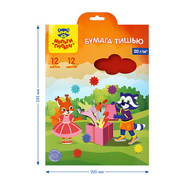 Бумага тишью Мульти-Пульти, А4, 12л., 12цв., 20г/м2, "Приключения Енота фото Бумага тишью Мульти-Пульти, А4, 12л., 12цв., 20г/м2, "Приключения Енота