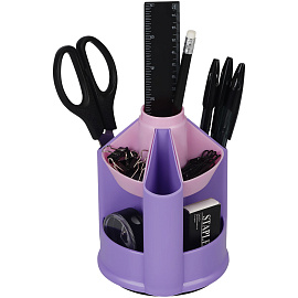 Настольная подставка СТАММ "Mini Desk", пластиковая, вращающаяся, фиолетовый/розовый фото Настольная подставка СТАММ "Mini Desk", пластиковая, вращающаяся, фиолетовый/розовый