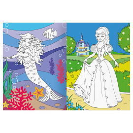 Раскраска с цв. фоном А4, 16 стр., ТРИ СОВЫ "Бал принцесс