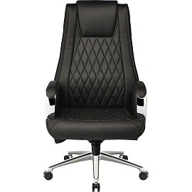 Кресло для руководителя Easy Chair EChair-518 ML чёрное (натуральная кожа с компаньоном, металл)