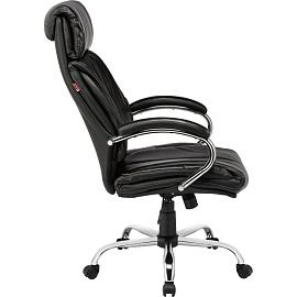 Кресло для руководителя Easy Chair EChair-516 RT чёрное (рециклированная кожа с компаньоном, металл)