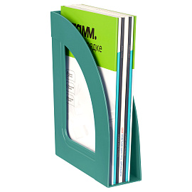 Лоток для бумаг вертикальный СТАММ "Респект", темно-зеленый, ширина 70мм фото Лоток для бумаг вертикальный СТАММ "Респект", темно-зеленый, ширина 70мм