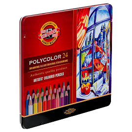Карандаши цветные художественные классические Koh-i-Noor Polycolor 24 карандаша 24 цвета шестигранные (3824024002PL)