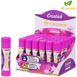 Клей-карандаш Crown "Indicator", 08г, с цветным индикатором, ПВП