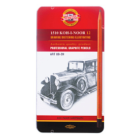 Набор карандашей чернографитных художественных Koh-i-Noor заточенные шестигранные, корпус бежевый (12 штук)