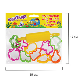 Формочки для лепки 10 штук и скалка ЮНЛАНДИЯ, европодвес, 229621 фото Формочки для лепки 10 штук и скалка ЮНЛАНДИЯ, европодвес, 229621