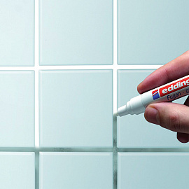 Маркер промышленный перманентный Edding на водной основе для межплиточных швов (кафель) белый 2-4 мм (E-8200)