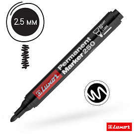 Маркер перманентный Luxor "250" черный, пулевидный, 1-3мм фото Маркер перманентный Luxor "250" черный, пулевидный, 1-3мм