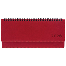 Планинг датированный 2026 305х140 мм GALANT "Ritter", под кожу, красный, 117237