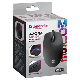 Мышь Defender Azora MB-241, USB, черный, 2btn+Roll фото Мышь Defender Azora MB-241, USB, черный, 2btn+Roll