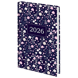 Ежедневник датированный 2026 145х215 мм, А5, STAFF, ламинированная обложка, "Flowers", 117318