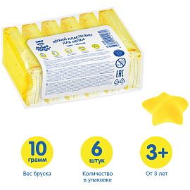 Легкий пластилин для лепки Мульти-Пульти, желтый, 6шт., 60г, прозрачный пакет фото Легкий пластилин для лепки Мульти-Пульти, желтый, 6шт., 60г, прозрачный пакет