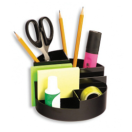 Подставка-органайзер для канцелярских принадлежностей Attache Профи 7 отделений черная 9x13x13 см