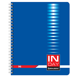 Тетрадь А5, 96 л., BRAUBERG, гребень, клетка, обложка картон, "INDAY", 400526