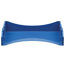 Лоток для бумаг горизонтальный СТАММ "Field", широкая загрузка, сине-голубой фото Лоток для бумаг горизонтальный СТАММ "Field", широкая загрузка, сине-голубой