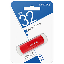 Флеш-диск 32 GB SMARTBUY Scout USB 2.0, красный, SB032GB2SCR