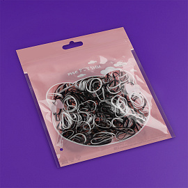 Резинки для волос MESHU, белые/черные, 300шт., диаметр 2см, европодвес фото Резинки для волос MESHU, белые/черные, 300шт., диаметр 2см, европодвес