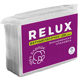 Ватные палочки 200 шт., RELUX, пакет, 1207 фото Ватные палочки 200 шт., RELUX, пакет, 1207