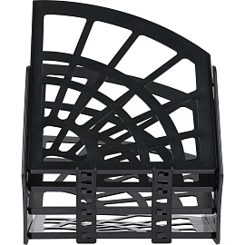 Лоток для бумаг веерный СТАММ "Эконом", 4-х секционный, черный