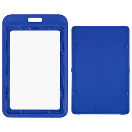 Бейдж вертикальный (85х54 мм), синий, МАТОВАЯ ПОВЕРХНОСТЬ, BRAUBERG EXTRA, 238814