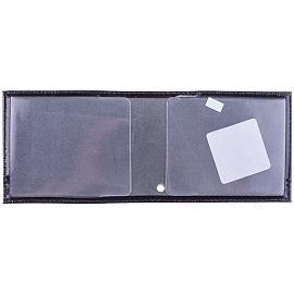 Обложка для удостоверения OfficeSpace черная, кожа, тиснение "Герб