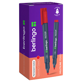 Маркер перманентный Berlingo "Multiline PE400" красный, скошенный, 0,5-4мм фото Маркер перманентный Berlingo "Multiline PE400" красный, скошенный, 0,5-4мм