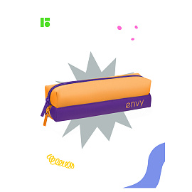 Пенал-косметичка 2 отделения, 205*50*55 Berlingo "Envy", оранжевый