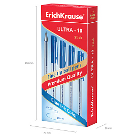 Ручка шариковая неавтоматическая Erich Krause Ultra-10 синяя (толщина линии 0.26 мм, 13873) фото Ручка шариковая неавтоматическая Erich Krause Ultra-10 синяя (толщина линии 0.26 мм, 13873)