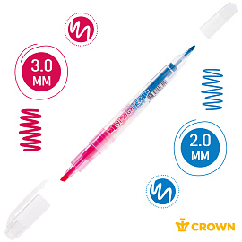 Текстовыделитель двухсторонний Crown "Multi Hi-Lighter Twin" розовый/голубой, 3/2мм фото Текстовыделитель двухсторонний Crown "Multi Hi-Lighter Twin" розовый/голубой, 3/2мм