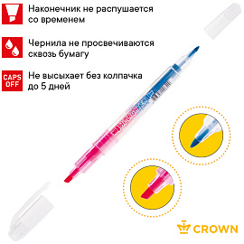 Текстовыделитель двухсторонний Crown "Multi Hi-Lighter Twin" розовый/голубой, 3/2мм фото Текстовыделитель двухсторонний Crown "Multi Hi-Lighter Twin" розовый/голубой, 3/2мм