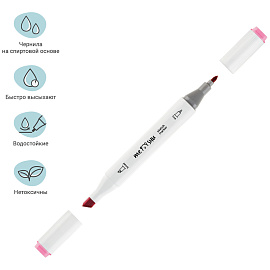 Набор двусторонних маркеров для скетчинга MESHU 06цв., розовые цвета, корпус трехгранный, пулевид./клиновид.наконечники, ПВХ-бокс