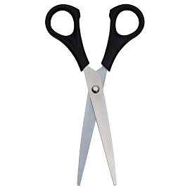 Ножницы OfficeSpace 16,2см, черные ручки, ПВХ чехол с европодвесом