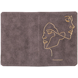 Обложка для паспорта OfficeSpace "Life line", экокожа, серый, тиснение фольгой