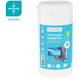 Салфетки чистящие влажные OfficeClean, универсальные, антибактериальные, в тубе, плотные, 100шт. фото Салфетки чистящие влажные OfficeClean, универсальные, антибактериальные, в тубе, плотные, 100шт.
