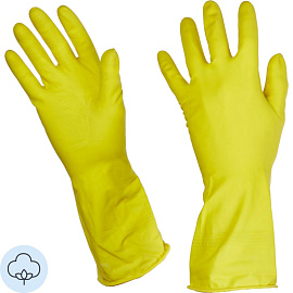 Перчатки латексные Paclan Practi Universal с хлопковым напылением желтые (размер 7, S) фото Перчатки латексные Paclan Practi Universal с хлопковым напылением желтые (размер 7, S)
