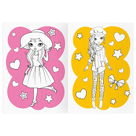 Раскраска с цв. фоном А4, 16 стр., ТРИ СОВЫ "Подружки