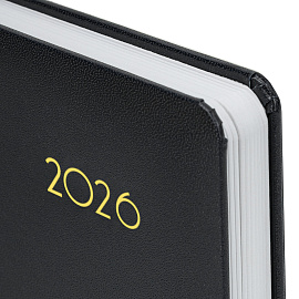 Ежедневник датированный 2026, А5, 138x213 мм, BRAUBERG "Select", балакрон, черный, 117086