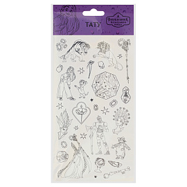 Наклейка-тату Мульти-Пульти "Волшебник изумрудного города", 10*22см, черно-белые, европодвес