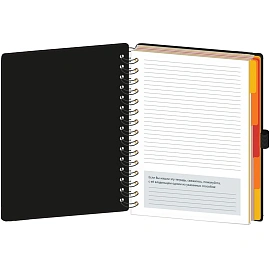 Бизнес-тетрадь Mariner Ambition А5 150 листов черная в клетку/линейку на спирали 5 разделителей (148х205 мм)