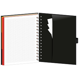 Бизнес-тетрадь Mariner Wisdom А5 120 листов черная в клетку на спирали 3 разделителя (148х205 мм)