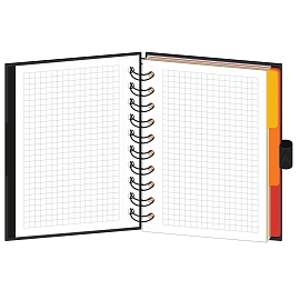 Бизнес-тетрадь Mariner Wisdom 7 А6 120 листов черная в клетку 3 разделителя на спирали (100х140 мм, дизайн 3)