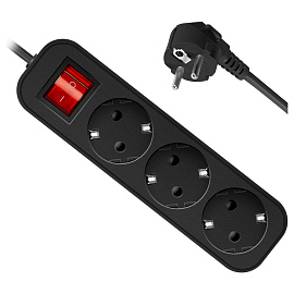 Удлинитель сетевой DEFENDER G330, 3 розетки, c заземлением, выключатель, 10А, длина 3 м, черный, 99334 фото Удлинитель сетевой DEFENDER G330, 3 розетки, c заземлением, выключатель, 10А, длина 3 м, черный, 99334