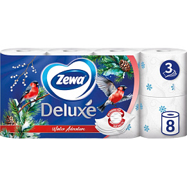 Бумага туалетная Zewa Deluxe 3-слойная белая (8 рулонов в упаковке)