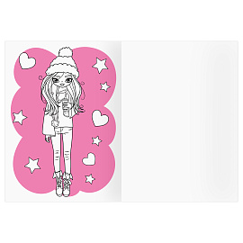 Раскраска с цв. фоном А4, 16 стр., ТРИ СОВЫ "Подружки