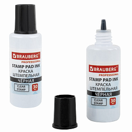 Краска штемпельная BRAUBERG PROFESSIONAL, clear stamp, черная, 30 мл, на водной основе, 227983