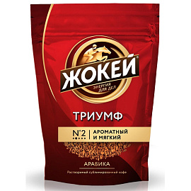 Кофе растворимый сублимированный Жокей Триумф 150 г (пакет) фото Кофе растворимый сублимированный Жокей Триумф 150 г (пакет)