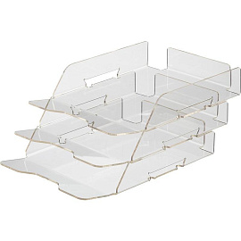 Лоток горизонтальный для бумаг Attache Selection пластиковый прозрачный 3 отделения