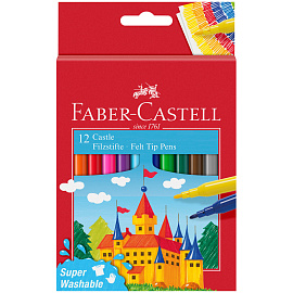 Фломастеры Faber-Castell Замок 12 цветов с вентилируемыми колпачками смываемые