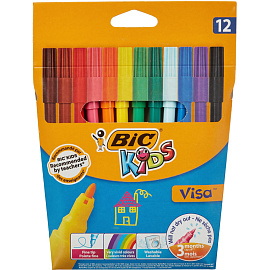 Фломастеры Bic Visa 12 цветов с вентилируемыми колпачками смываемые