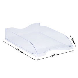 Лоток горизонтальный для бумаг "Люкс", А4 (350х255х70 мм), прозрачный, ЛТ61